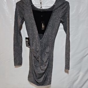 Express Metallic Gray Long Sleeve Dress